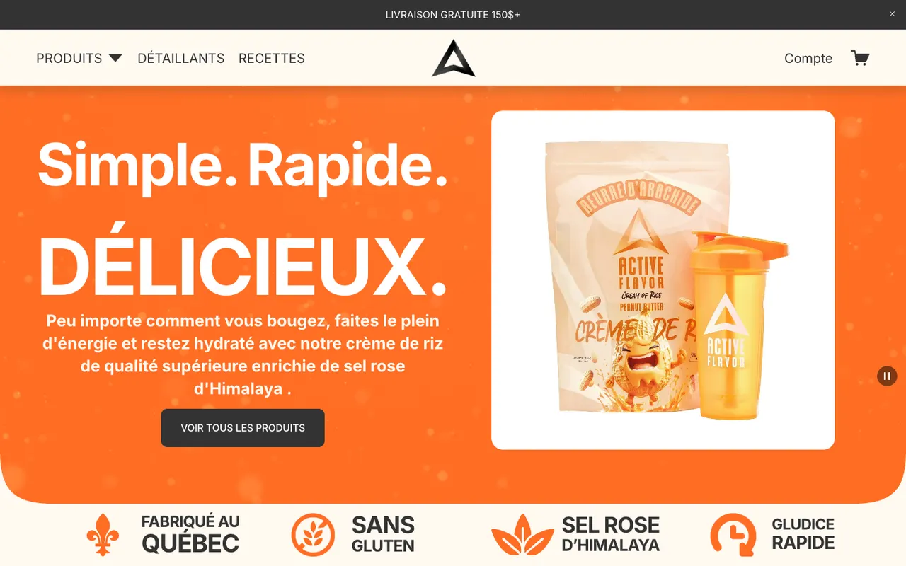 Boutique e-commerce Active Flavor - Optimisation des ventes et marketing digital