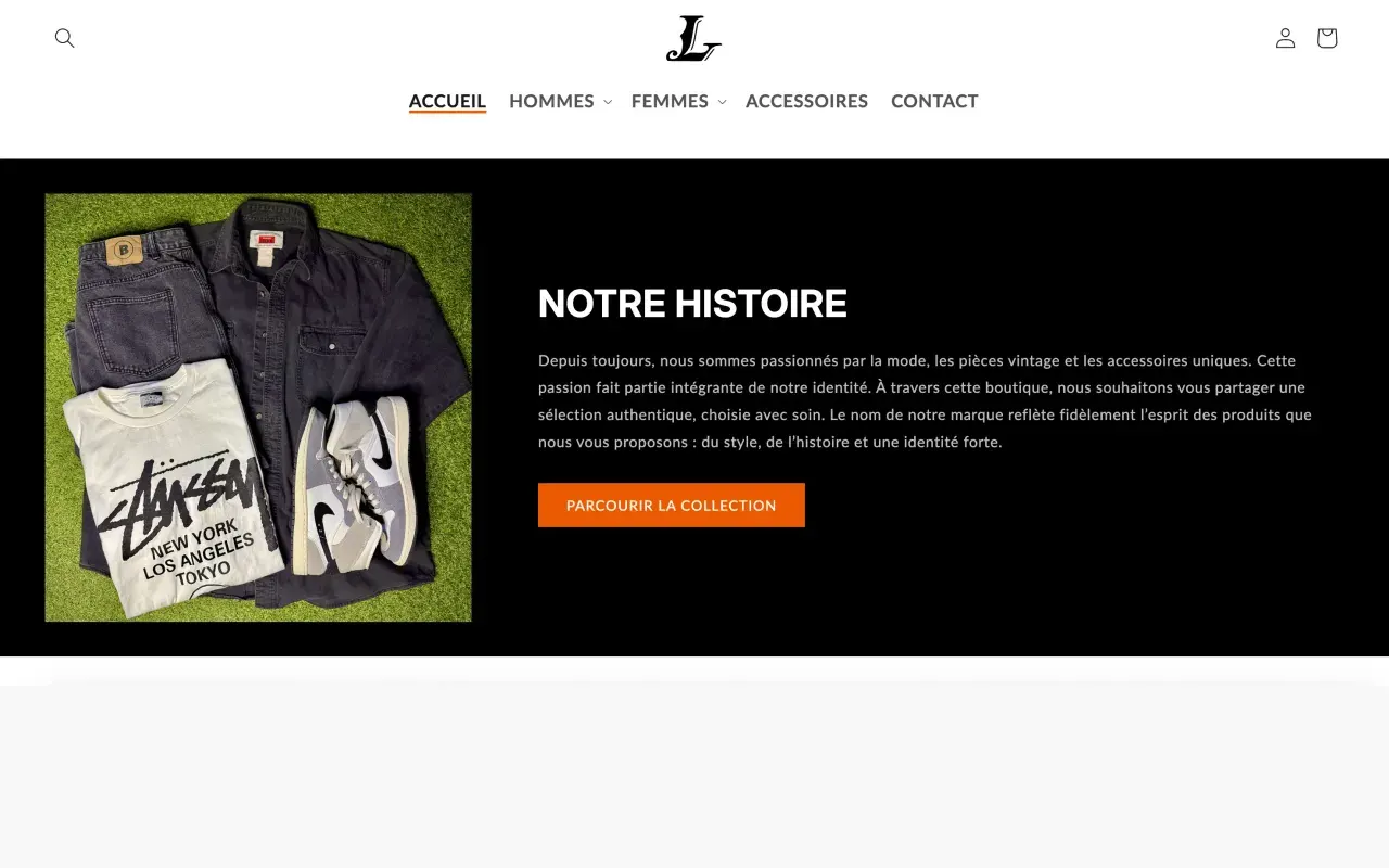 E-commerce Luxury Vintage Clothes - Boutique Shopify de vêtements vintage de marque